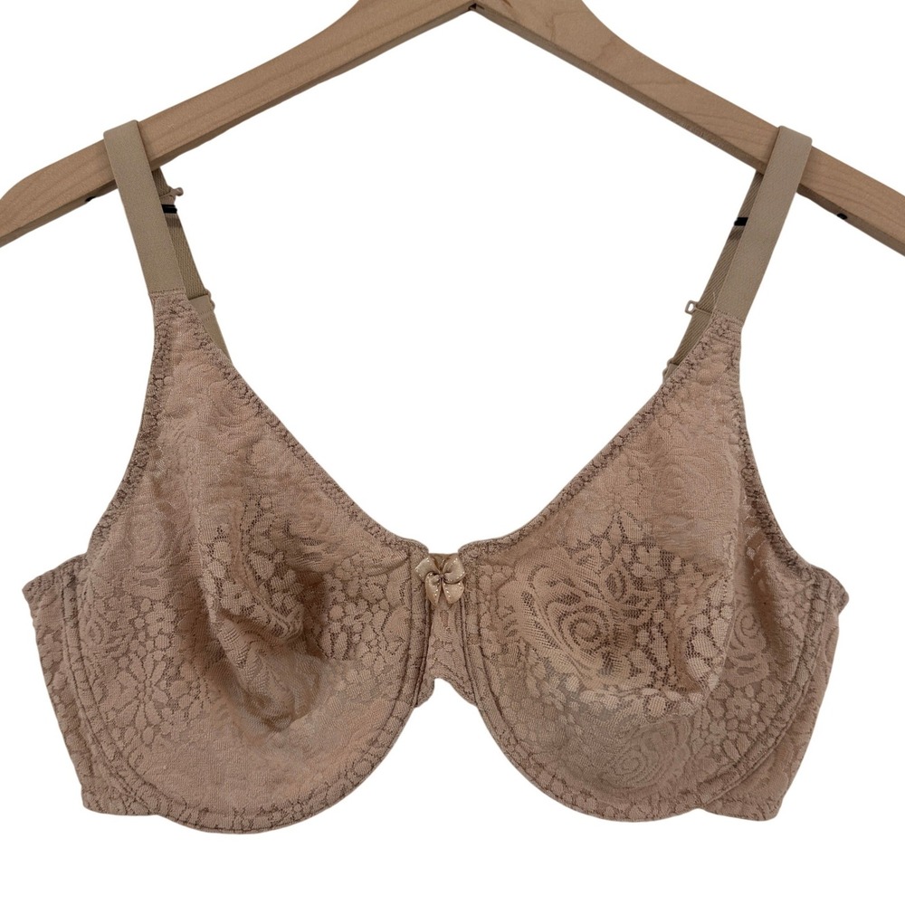 Wacoal Halo Lace Underwire Bra Nude 40D Unlined Mid Coverage 851205 Convertible